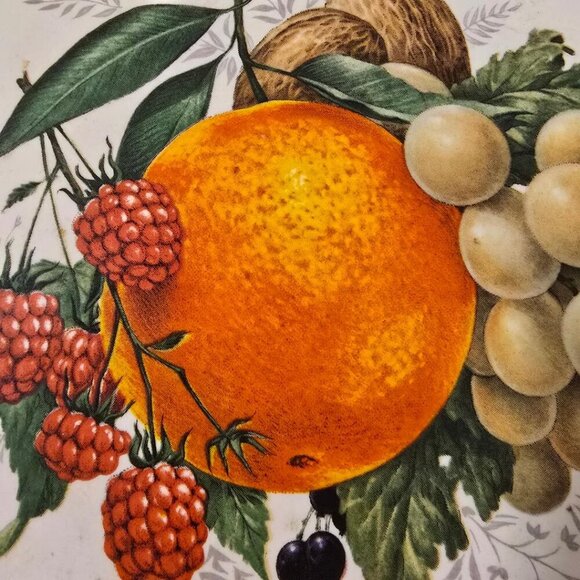 Hyalyn Ceramic round 5" Wall Mount Trivet #507, Mint condition Fruit Motif - Picture 2 of 4